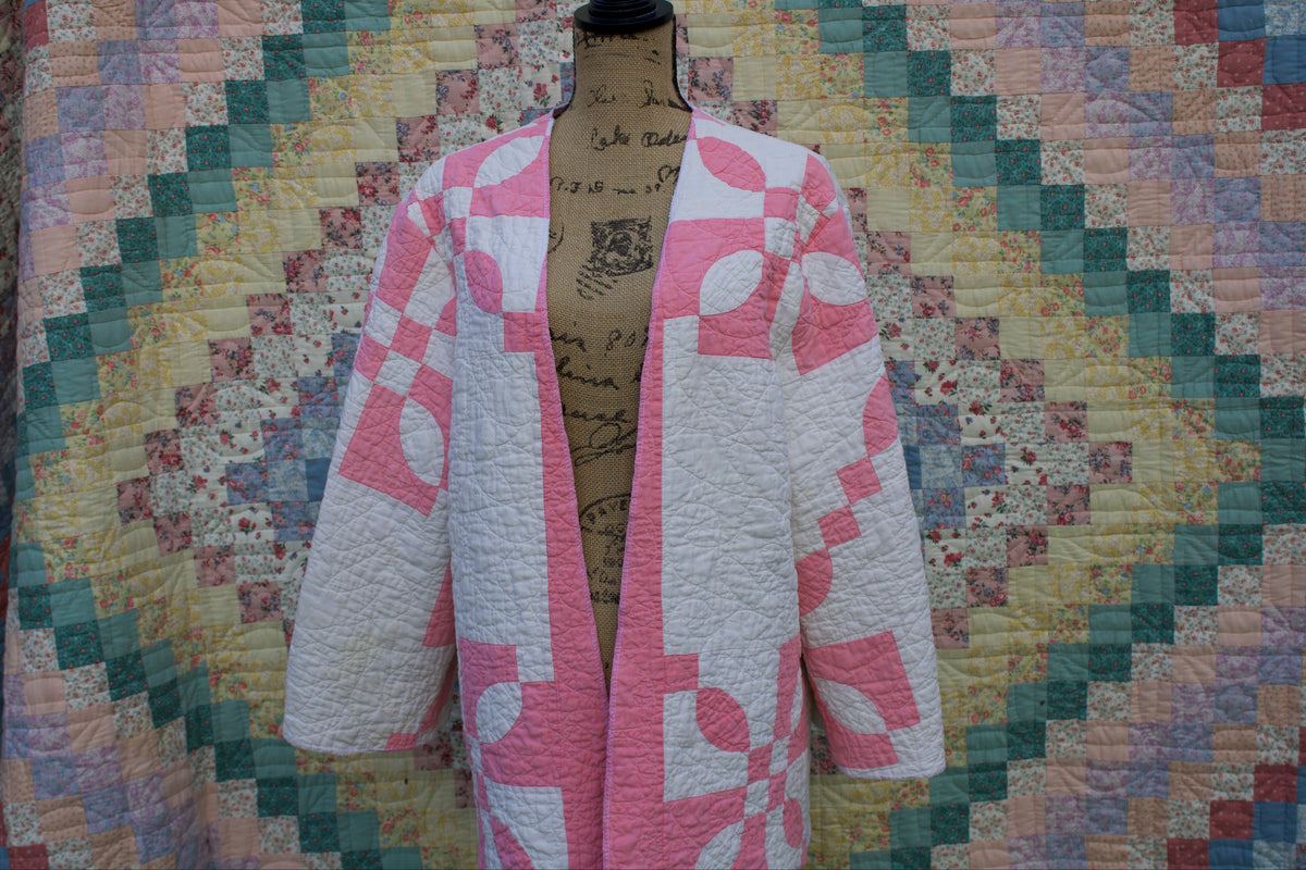 Pink/White Vintage Quilt Duster